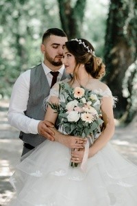 nervous bride and groom
