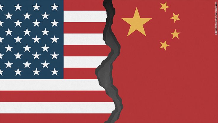 A flag of the united States and China