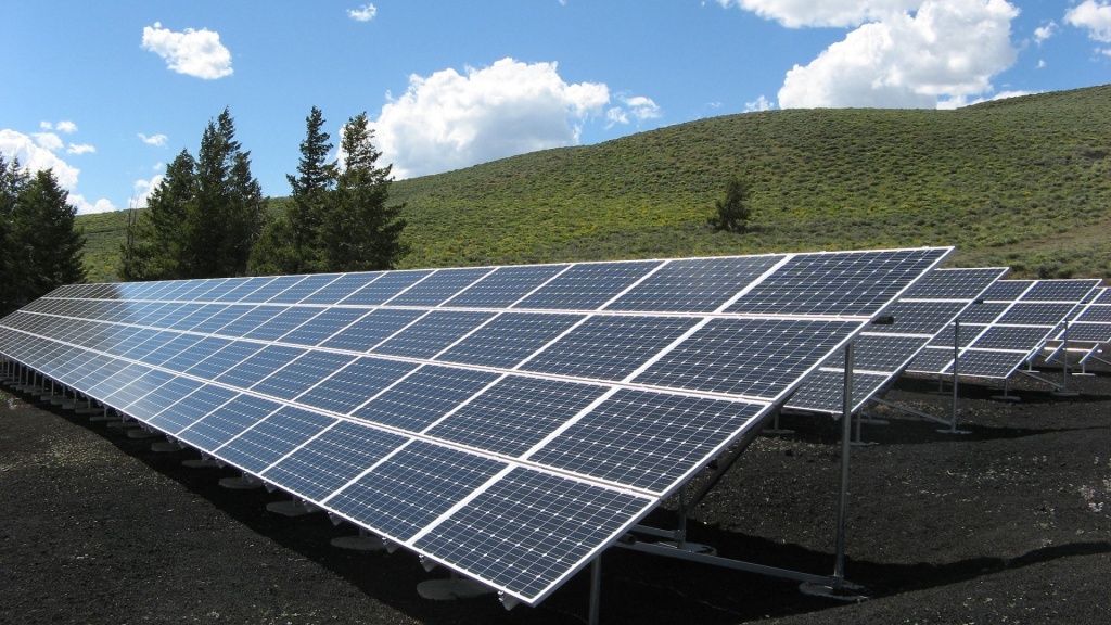 Solar panels receiving energy from the sun