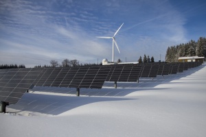 Solar panel genrating energy in cold weather